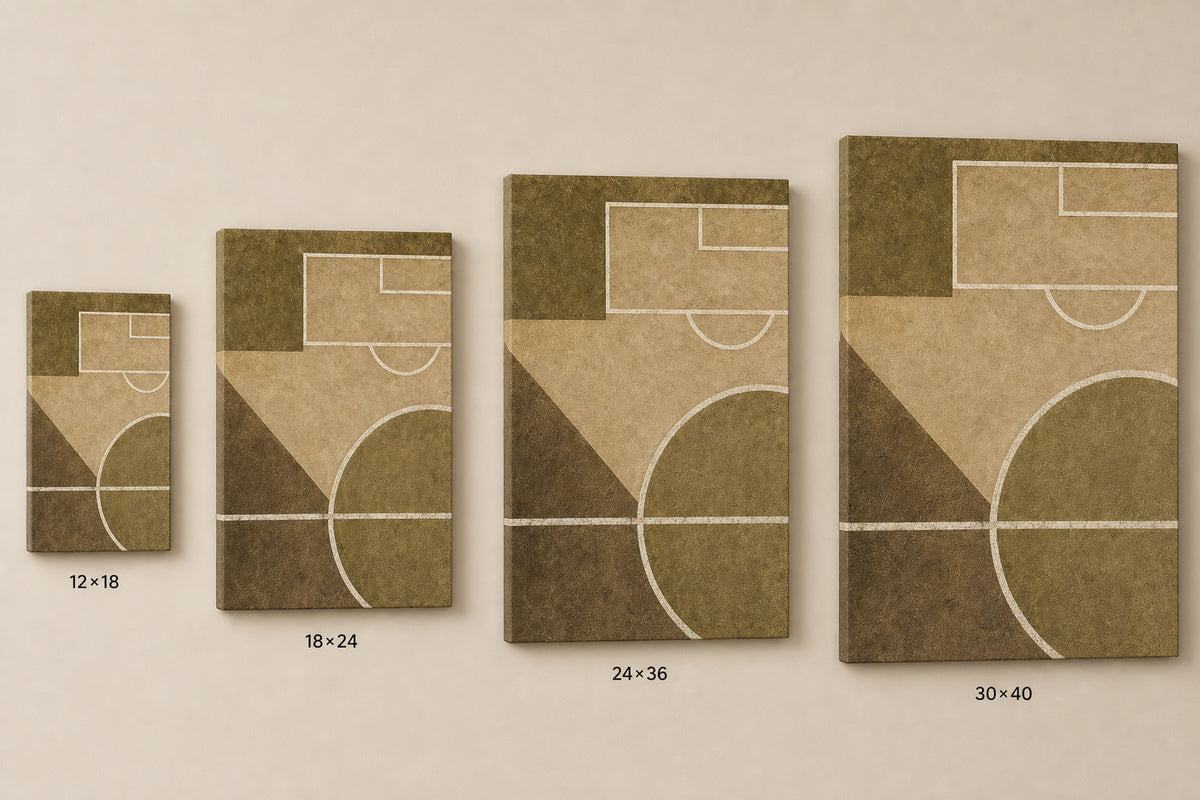 Sandstone Pitch Geometry Canvas Wall Art canvas size comparison