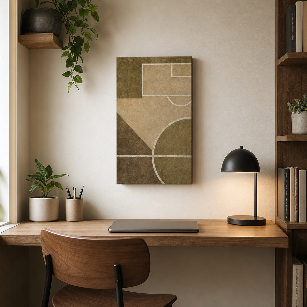 Sandstone Pitch Geometry Canvas Wall Art 12×18 inch thin wrapped canvas wall mockup