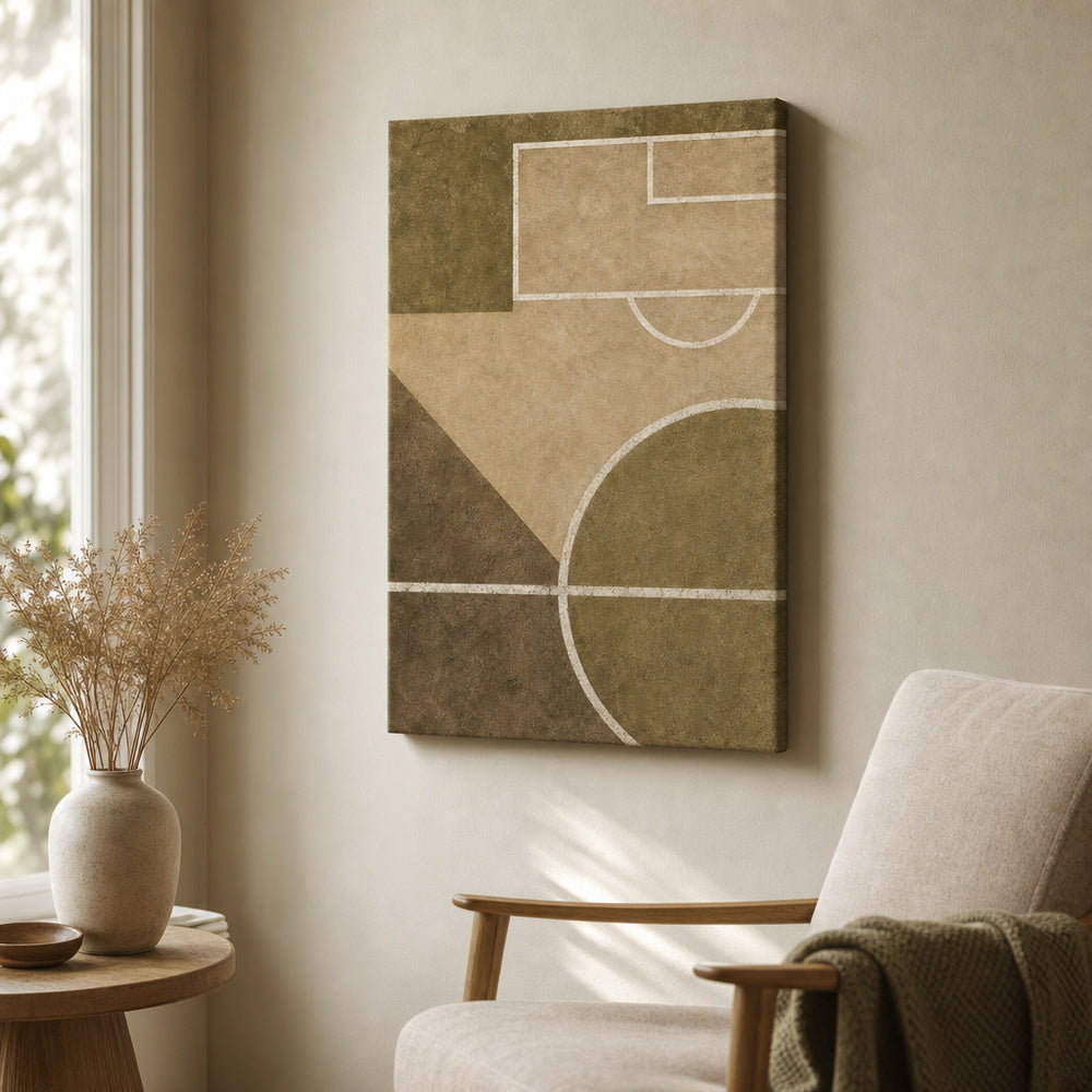Sandstone Pitch Geometry Canvas Wall Art 18×24 inch wrapped canvas wall mockup