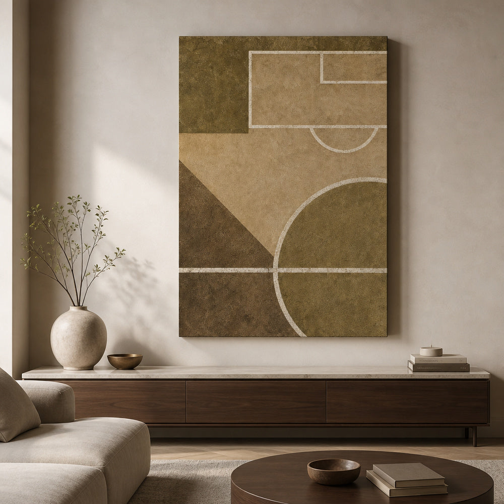 Sandstone Pitch Geometry Canvas Wall Art 24×36 inch wrapped canvas wall mockup