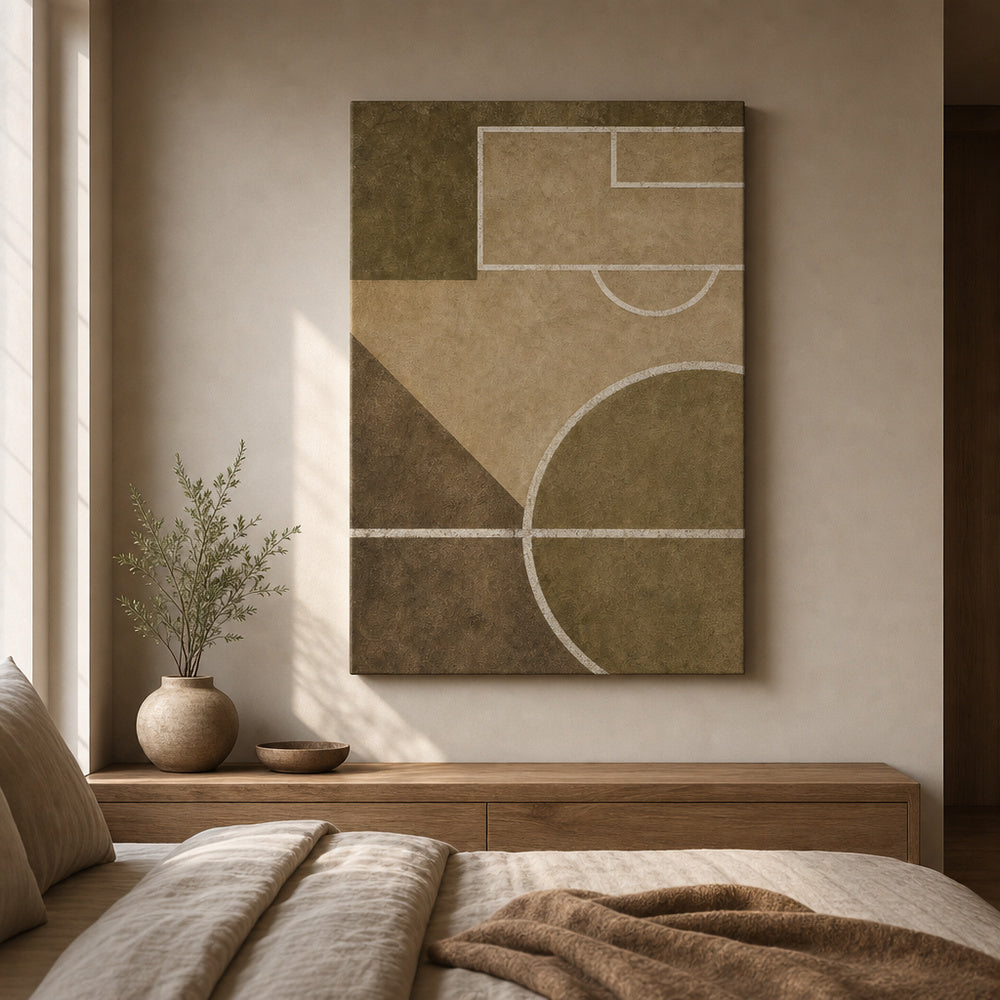 Sandstone Pitch Geometry Canvas Wall Art alternate room wall mockup