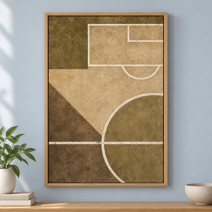 Sandstone Pitch Geometry Modern Canvas Painting Wall Decor | brown_independent_close