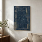 Blueprint Pitch Geometry Canvas Wall Art 12×18 inch thin wrapped canvas wall mockup