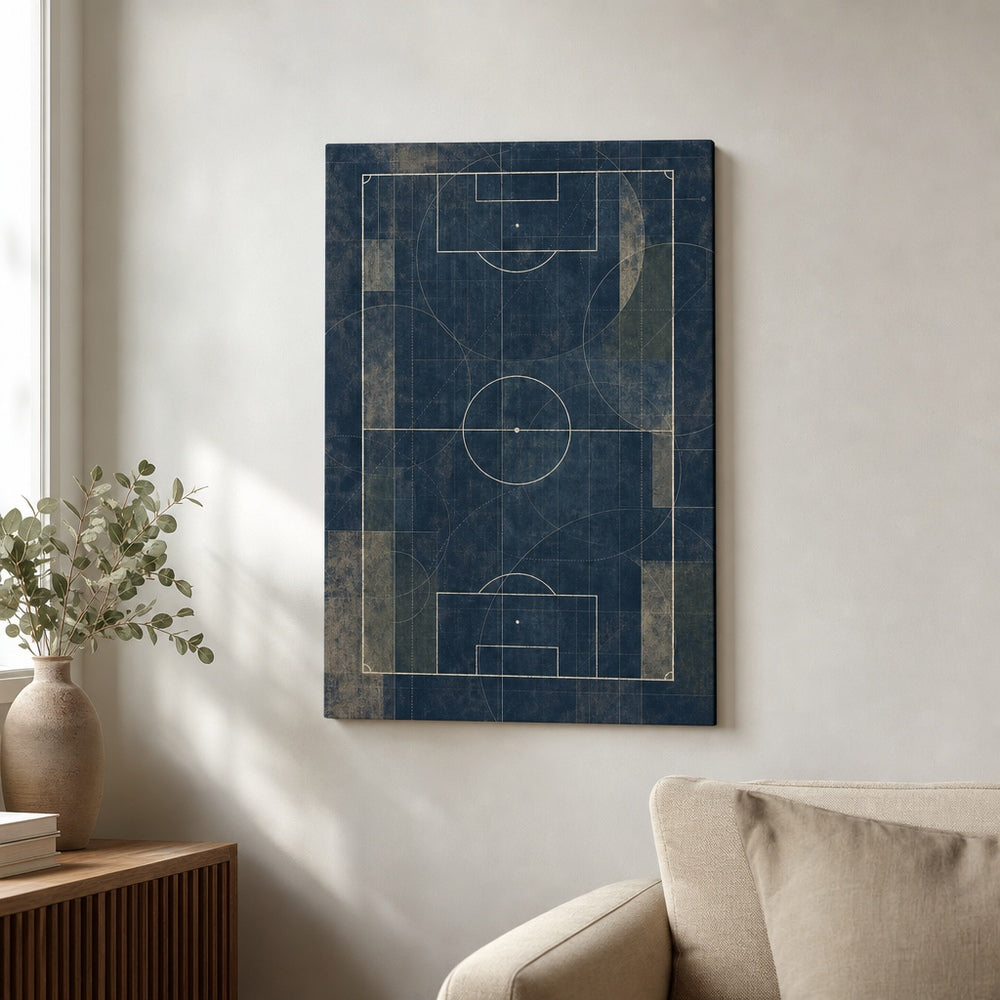 Blueprint Pitch Geometry Canvas Wall Art 12×18 inch thin wrapped canvas wall mockup