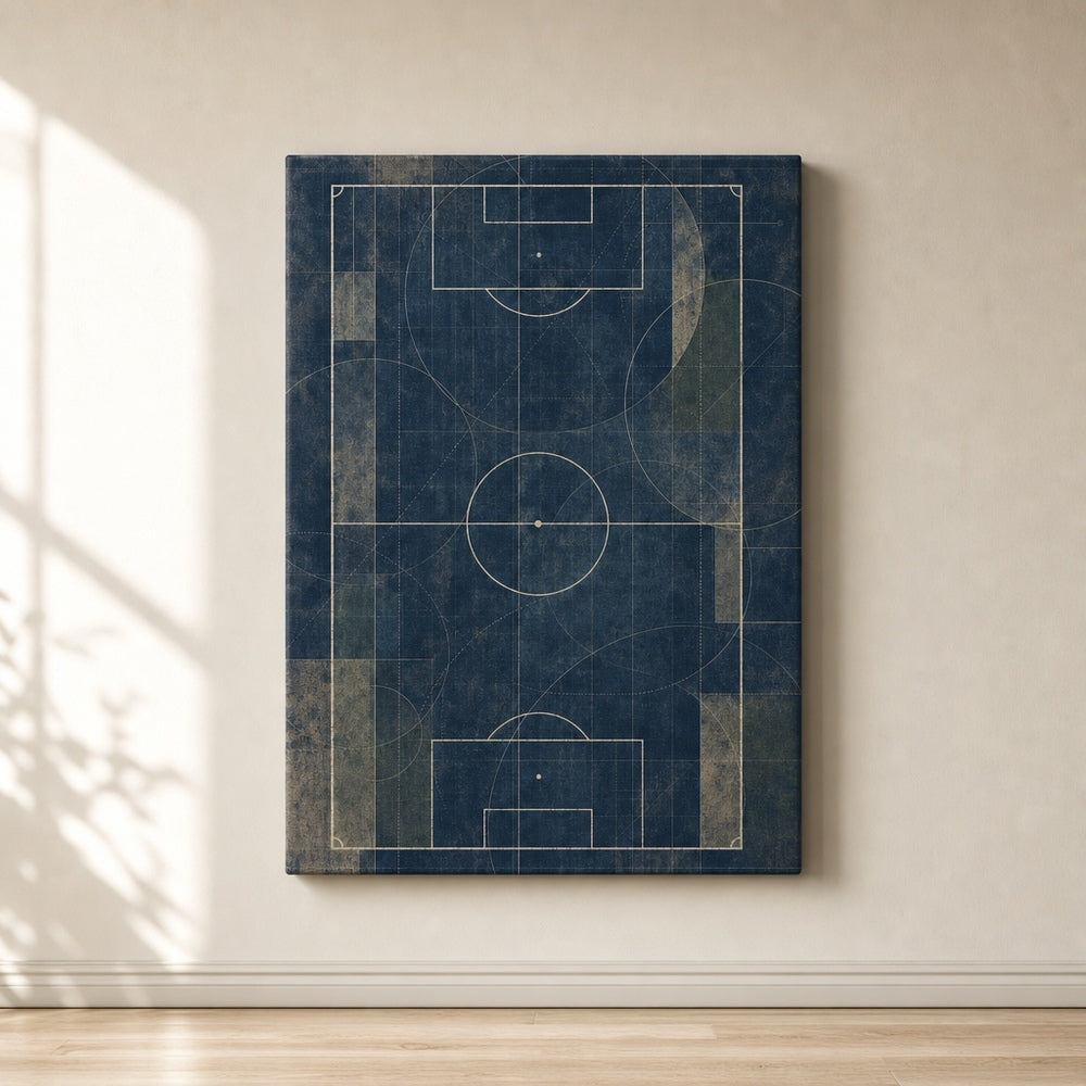 Blueprint Pitch Geometry Canvas Wall Art 18×24 inch wrapped canvas wall mockup