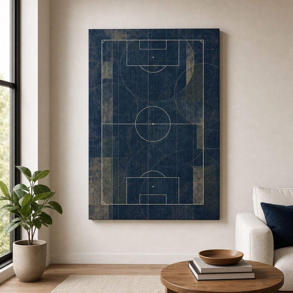 Blueprint Pitch Geometry Canvas Wall Art 24×36 inch wrapped canvas wall mockup