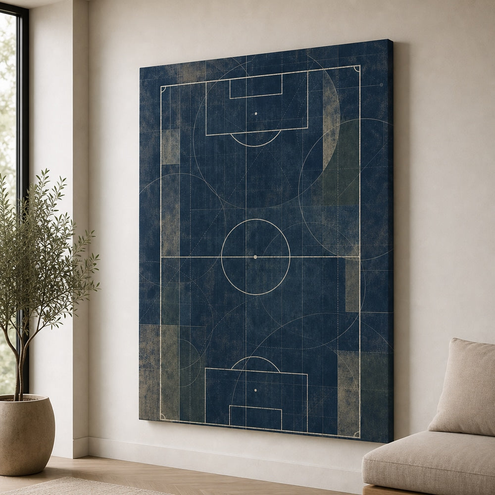Blueprint Pitch Geometry Canvas Wall Art 30×40 inch wrapped canvas wall mockup
