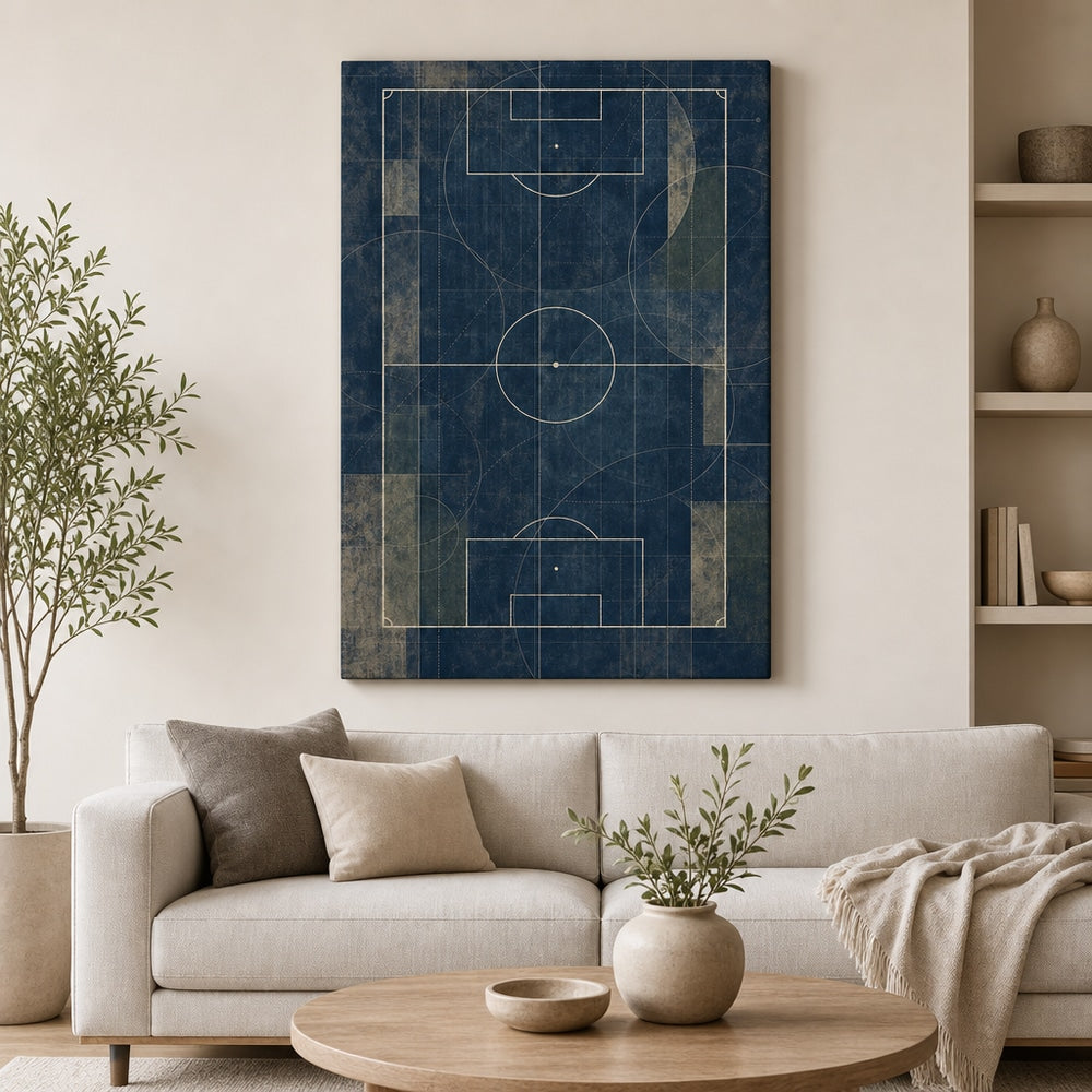 Blueprint Pitch Geometry Canvas Wall Art modern wall mockup