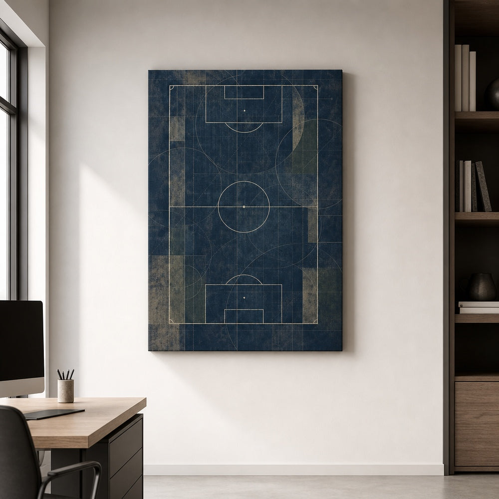 Blueprint Pitch Geometry Canvas Wall Art alternate room wall mockup