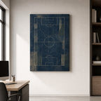 Blueprint Pitch Geometry Canvas Wall Art alternate room wall mockup