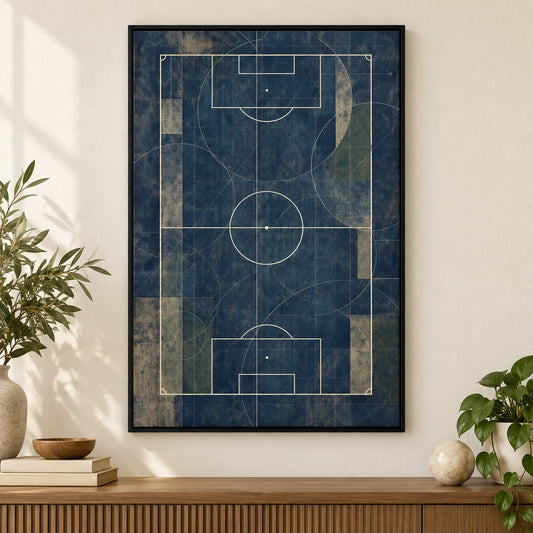 Blueprint Pitch Geometry Modern Canvas Painting Wall Decor | black_independent_close