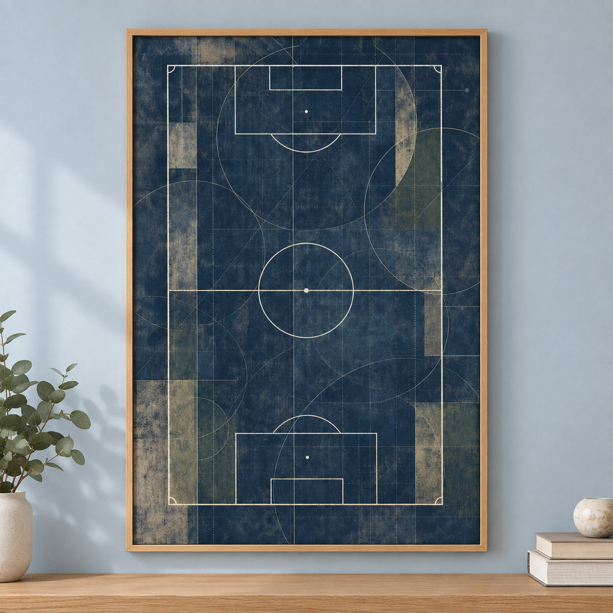 Blueprint Pitch Geometry Modern Canvas Painting Wall Decor | brown_independent_close