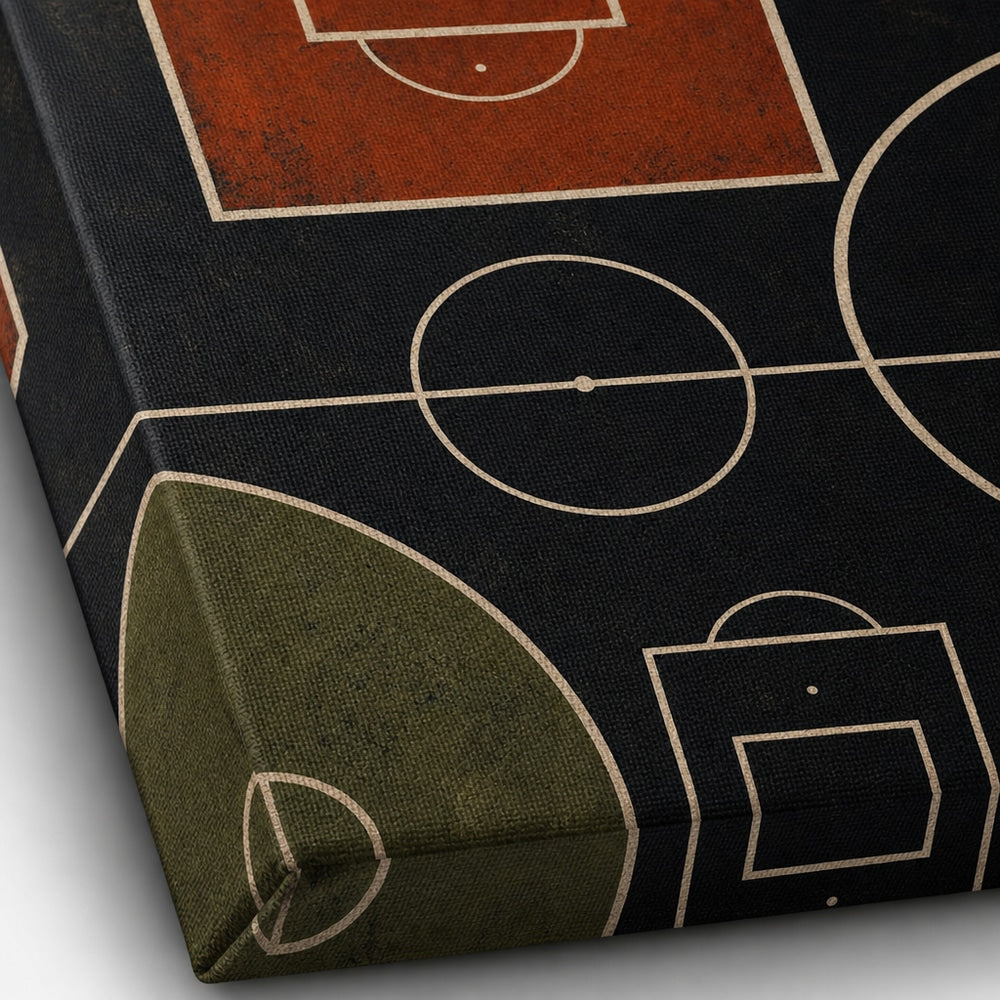 Clay Black Pitch Geometry Canvas Wall Art canvas texture detail