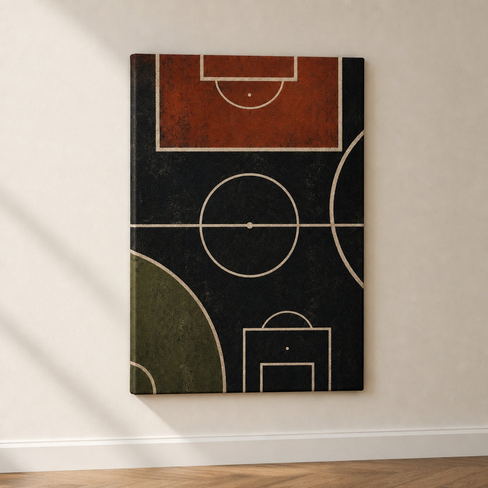 Clay Black Pitch Geometry Canvas Wall Art 18×24 inch wrapped canvas wall mockup