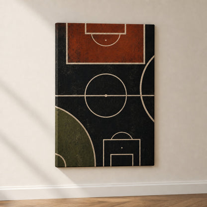 Clay Black Pitch Geometry Canvas Wall Art 18×24 inch wrapped canvas wall mockup