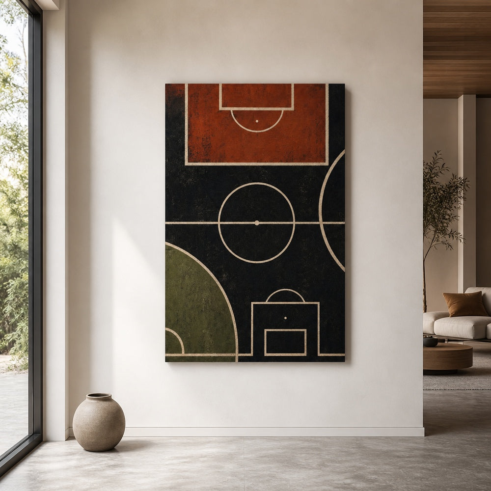 Clay Black Pitch Geometry Canvas Wall Art 30×40 inch wrapped canvas wall mockup