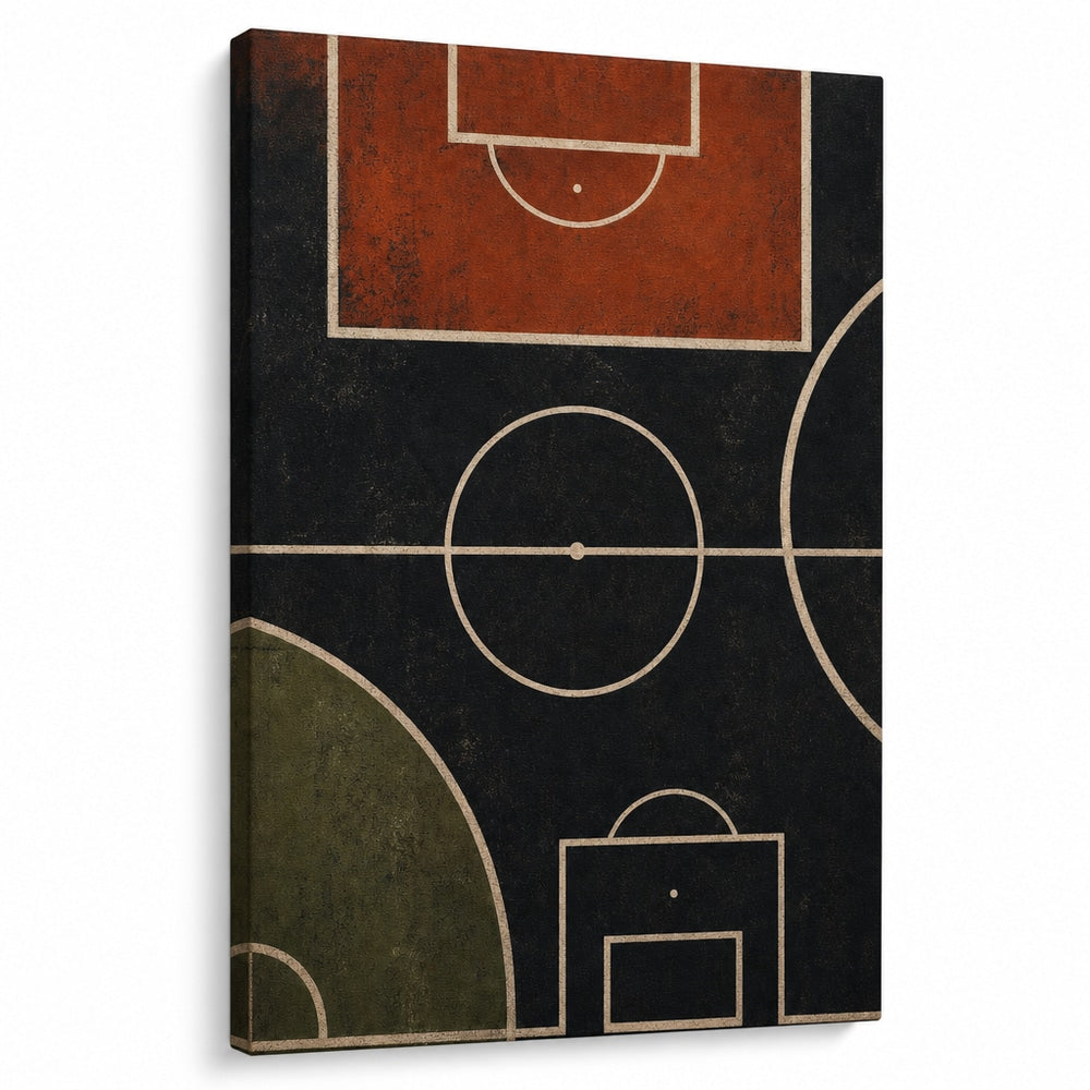 Clay Black Pitch Geometry Canvas Wall Art white background left perspective wrapped canvas main image