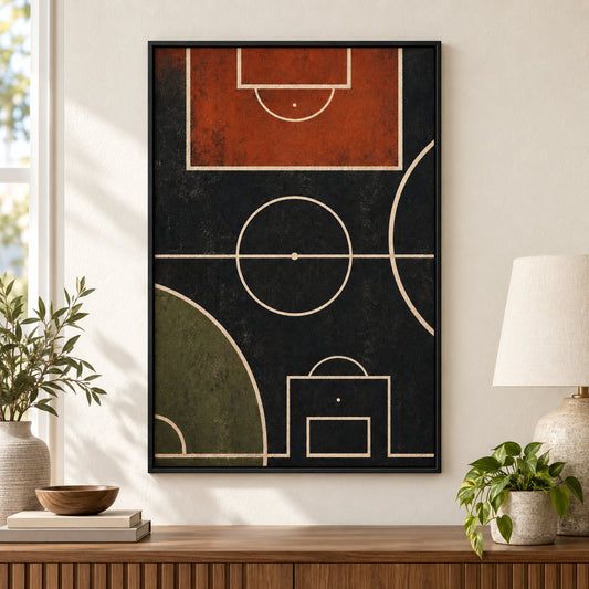 Clay Black Pitch Geometry Modern Canvas Painting Wall Decor | black_independent_close
