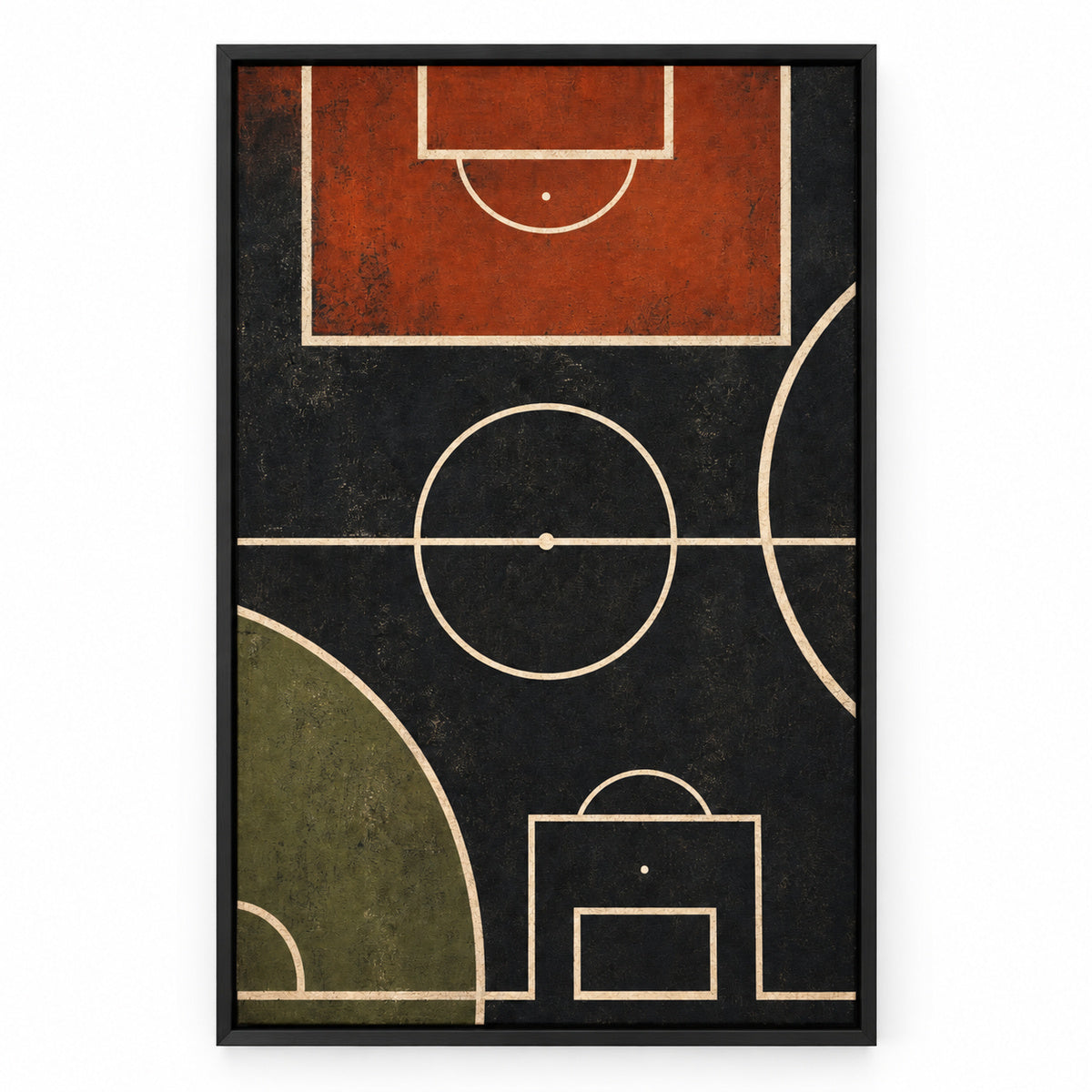 Decorazione da parete moderna con dipinto geometrico su tela in argilla e nero pece | nero_sku