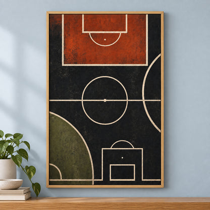 Clay Black Pitch Geometry Modern Canvas Painting Wall Decor | brown_independent_close