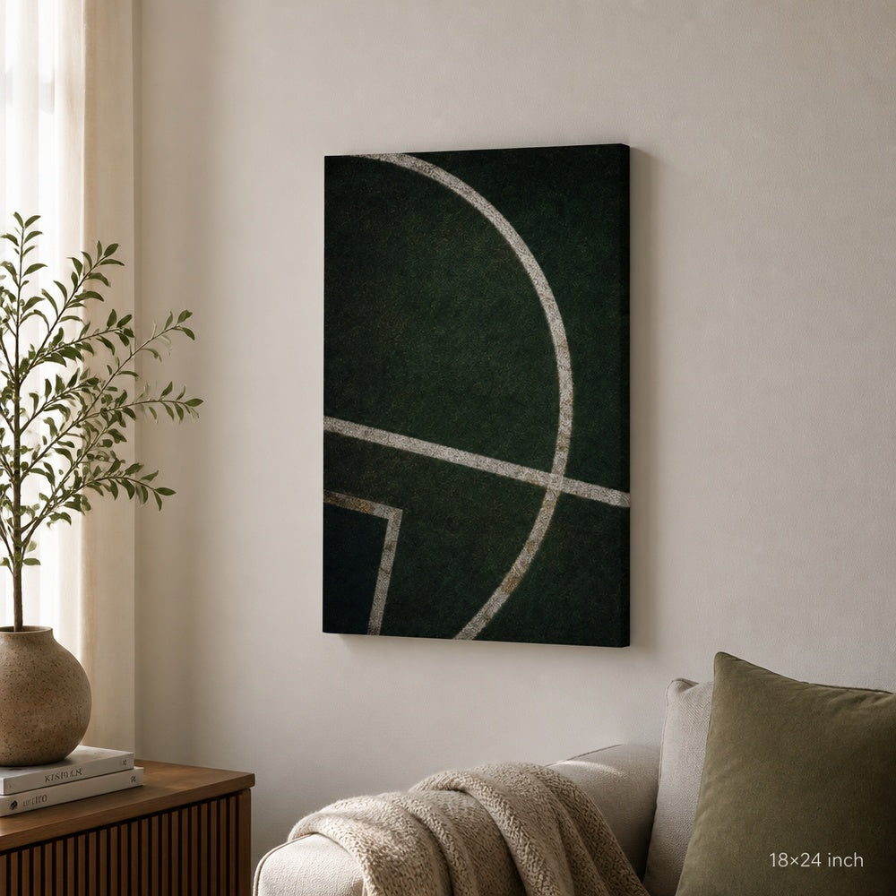 Forest Green Pitch Geometry Canvas Wall Art 18×24 inch wrapped canvas wall mockup