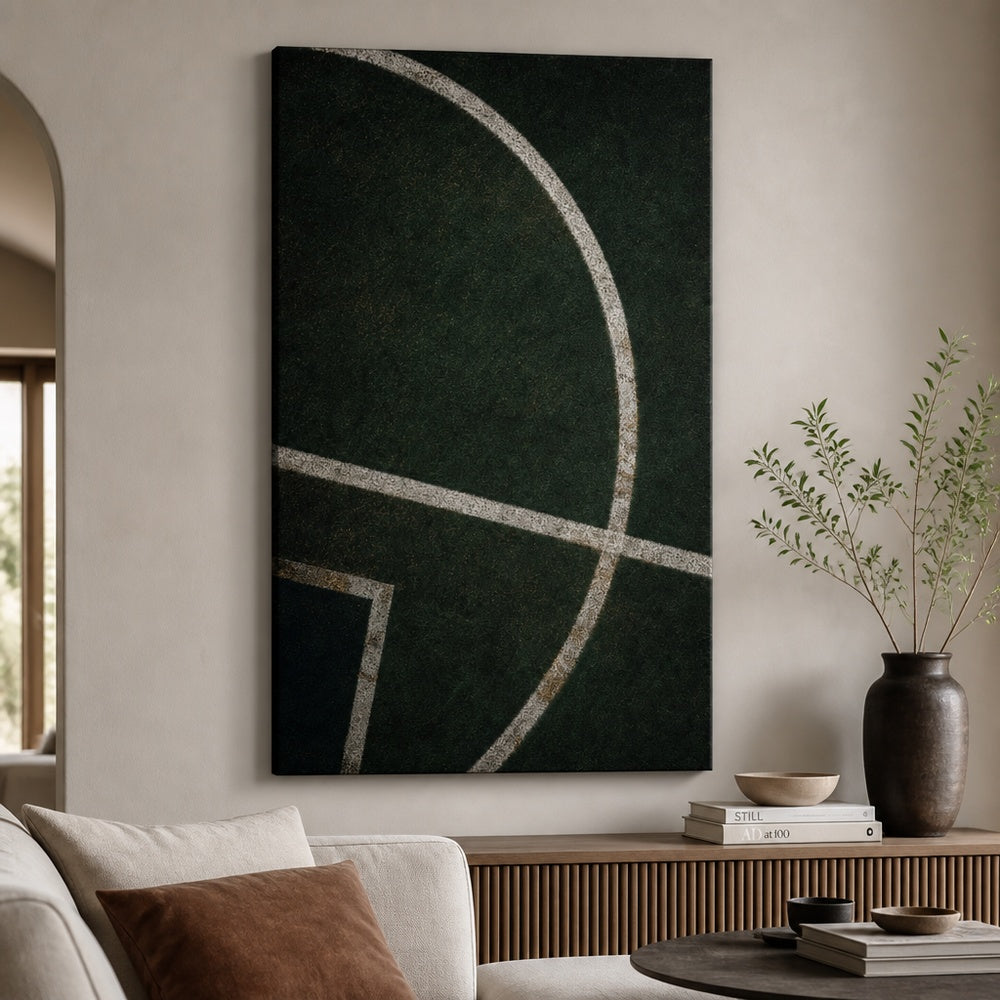 Forest Green Pitch Geometry Canvas Wall Art 24×36 inch wrapped canvas wall mockup