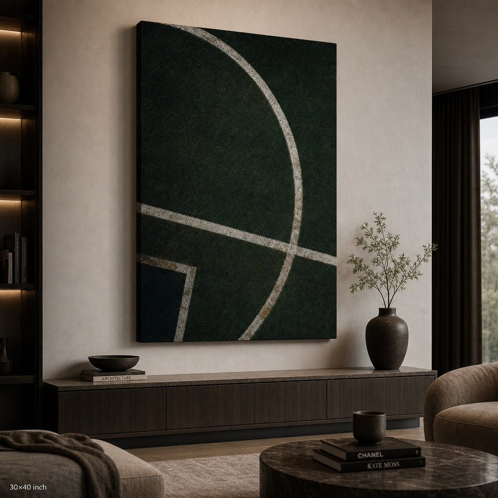 Forest Green Pitch Geometry Canvas Wall Art 30×40 inch wrapped canvas wall mockup
