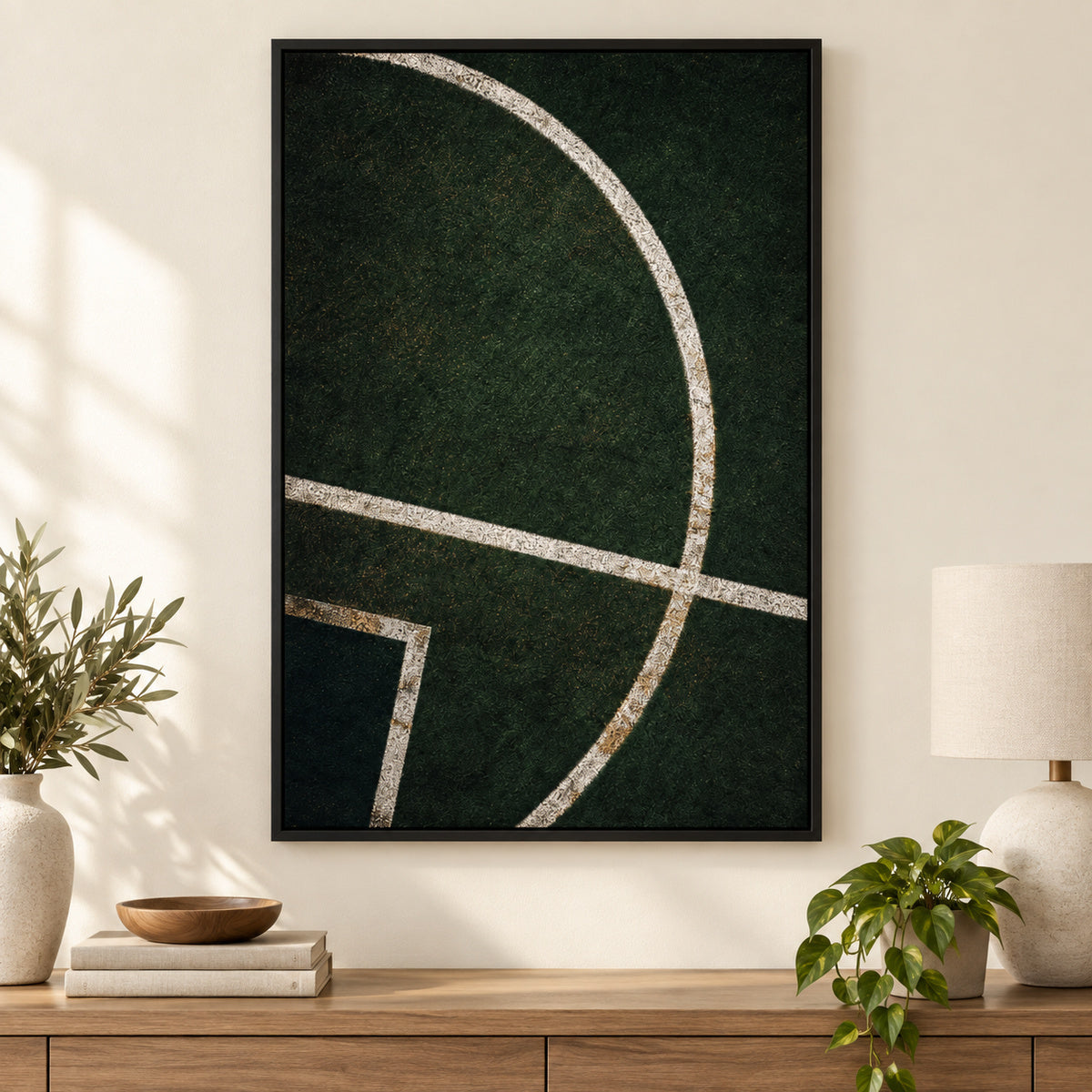 Forest Green Pitch Geometry Canvas Painting Wall Decor | black_independent_close