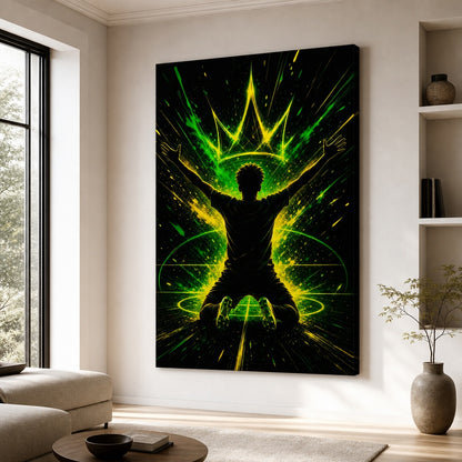 Neon Crown Rising Star Soccer Silhouette Canvas Wall Art 30×40 inch wrapped canvas wall mockup