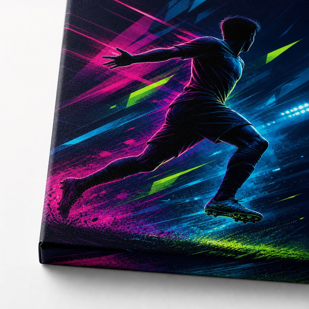 Side Sprint Rising Star Soccer Silhouette Canvas Wall Art canvas texture detail