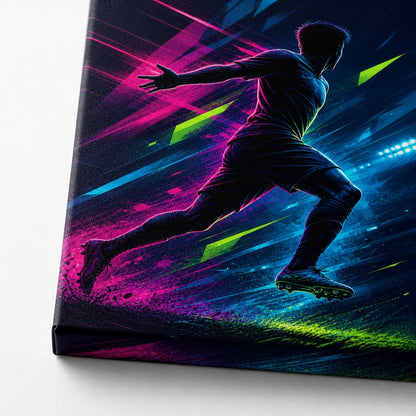 Side Sprint Rising Star Soccer Silhouette Canvas Wall Art canvas texture detail