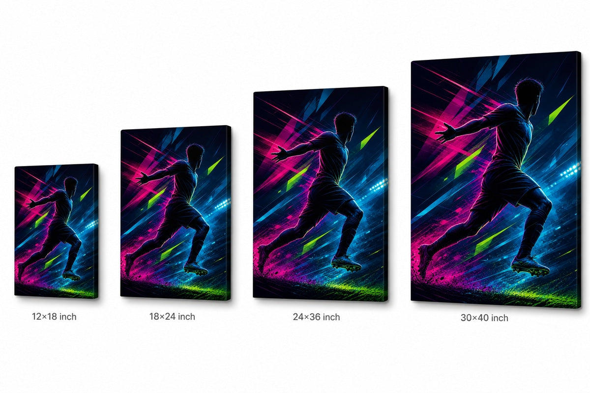 Side Sprint Rising Star Soccer Silhouette Canvas Wall Art canvas size comparison