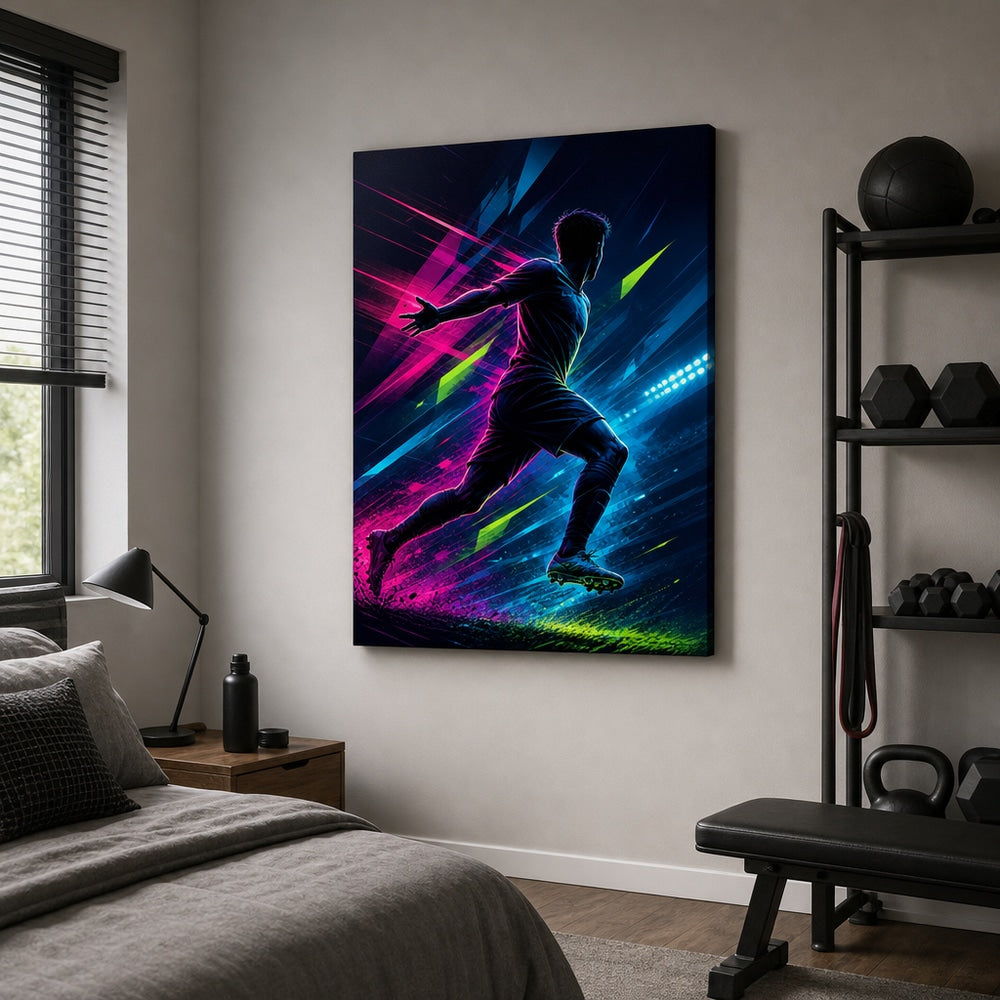 Side Sprint Rising Star Soccer Silhouette Canvas Wall Art 18×24 inch wrapped canvas wall mockup