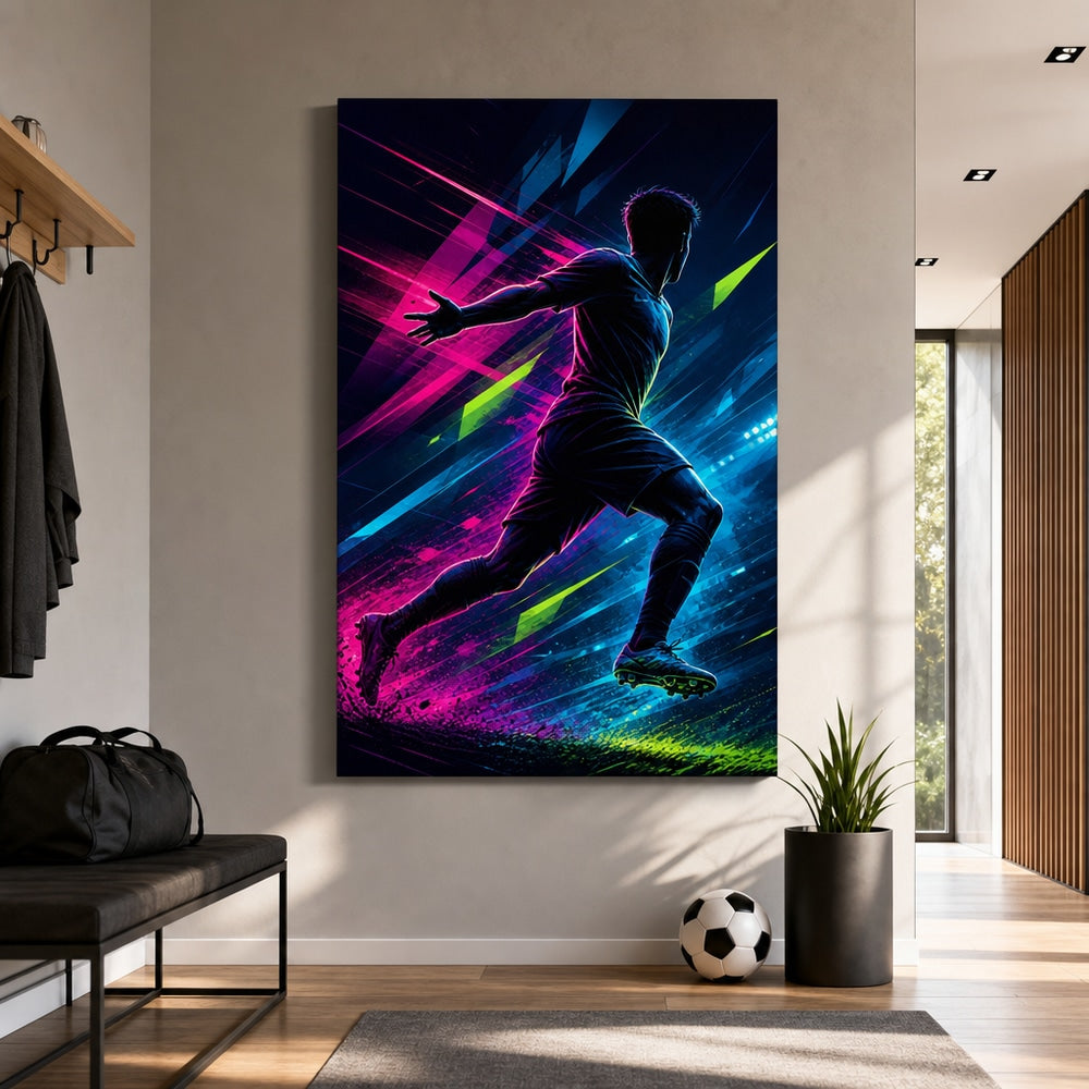 Side Sprint Rising Star Soccer Silhouette Canvas Wall Art alternate room wall mockup