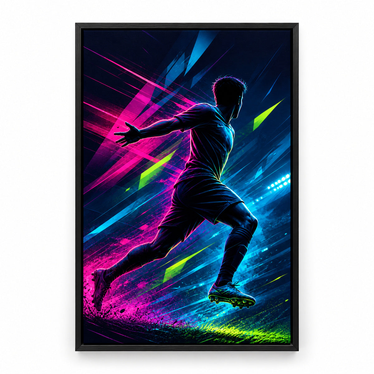 Side Sprint Rising Star Soccer Silhouette Canvas Wall Art | black_sku
