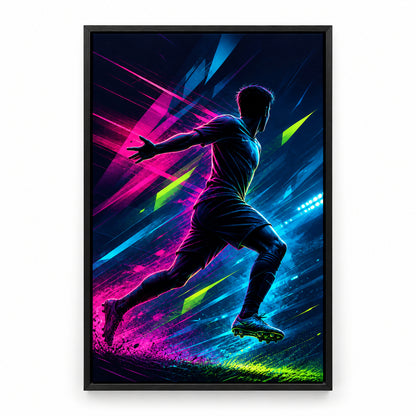 Side Sprint Rising Star Soccer Silhouette Canvas Wall Art | black_sku