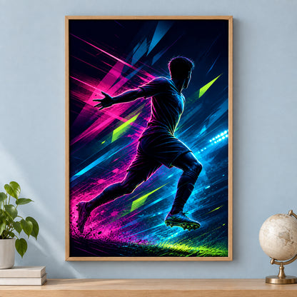 Side Sprint Rising Star Soccer Silhouette Canvas Wall Art | brown_independent_close