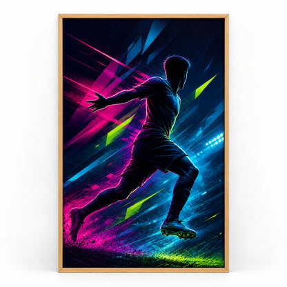 Side Sprint Rising Star Soccer Silhouette Canvas Wall Art | brown_sku