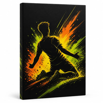 Knee Slide Rising Star Soccer Silhouette Canvas Wall Art - soccer canvas wall art by JOJOShop