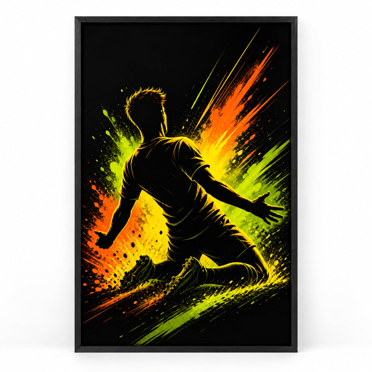 Knee Slide Rising Star Soccer Silhouette Canvas Wall Art | black_sku