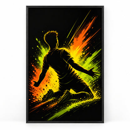 Knee Slide Rising Star Soccer Silhouette Canvas Wall Art | black_sku