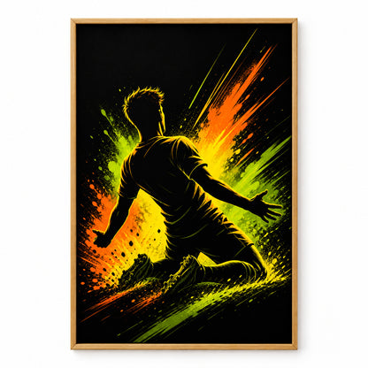 Knee Slide Rising Star Soccer Silhouette Canvas Wall Art | brown_sku