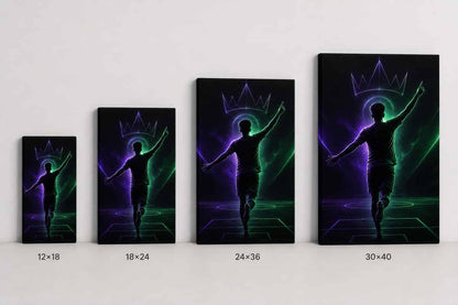 Pointing Up Rising Star Soccer Silhouette Canvas Wall Art canvas size comparison