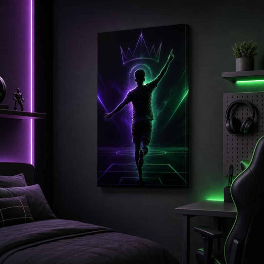 Pointing Up Rising Star Soccer Silhouette Canvas Wall Art modern wall mockup