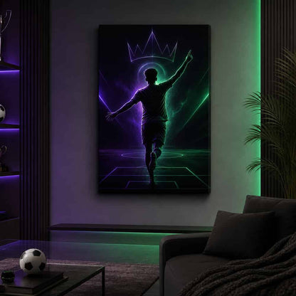 Pointing Up Rising Star Soccer Silhouette Canvas Wall Art alternate room wall mockup