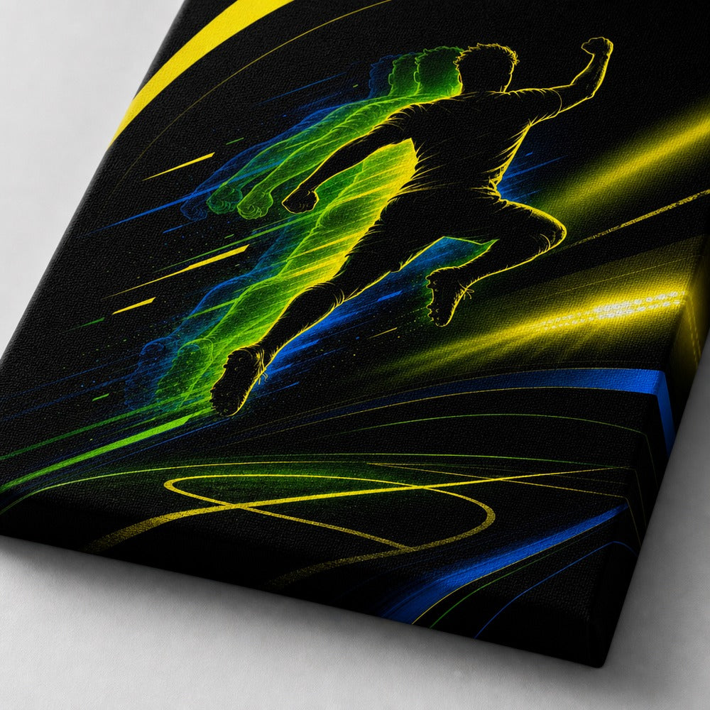 Leap Shadow Rising Star Soccer Silhouette Canvas Wall Art canvas texture detail