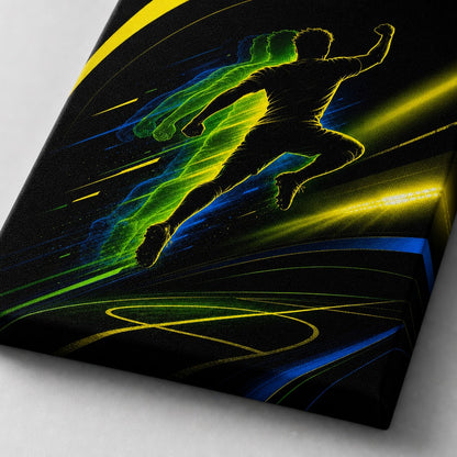 Leap Shadow Rising Star Soccer Silhouette Canvas Wall Art canvas texture detail