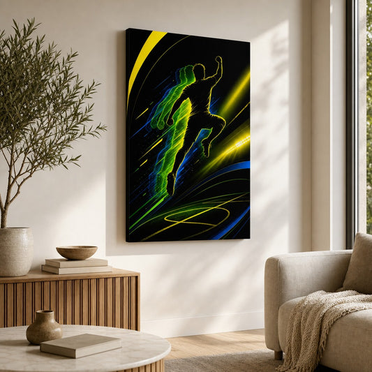Leap Shadow Rising Star Soccer Silhouette Canvas Wall Art modern wall mockup
