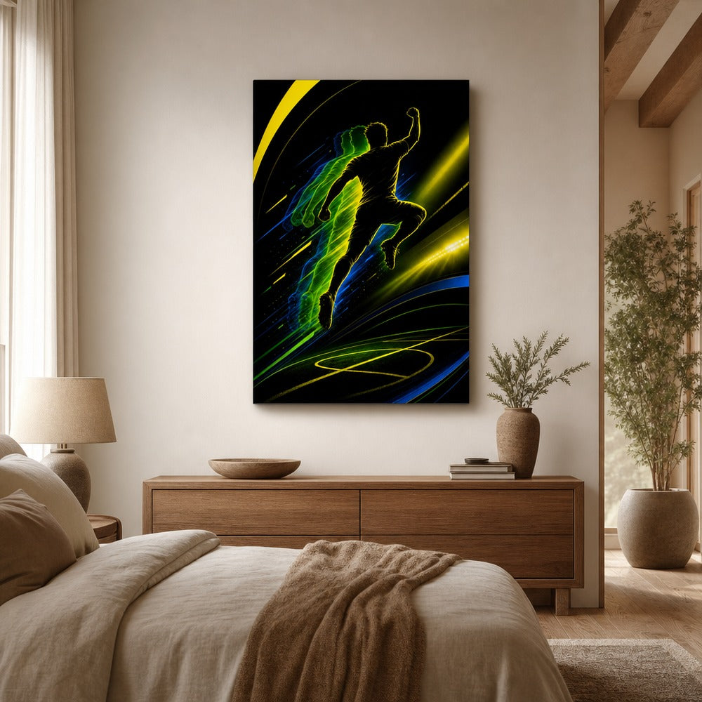 Leap Shadow Rising Star Soccer Silhouette Canvas Wall Art alternate room wall mockup