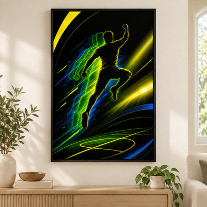 Leap Shadow Rising Star Soccer Silhouette Canvas Wall Art | black_independent_close